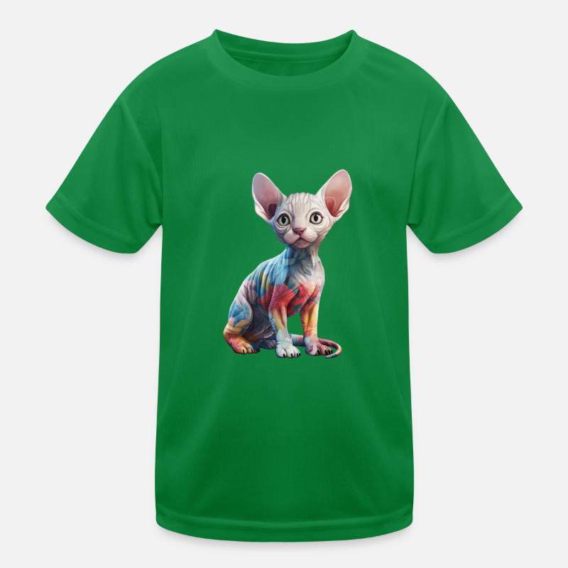 Sphynx Cat flowers Kids Functional T-Shirt
