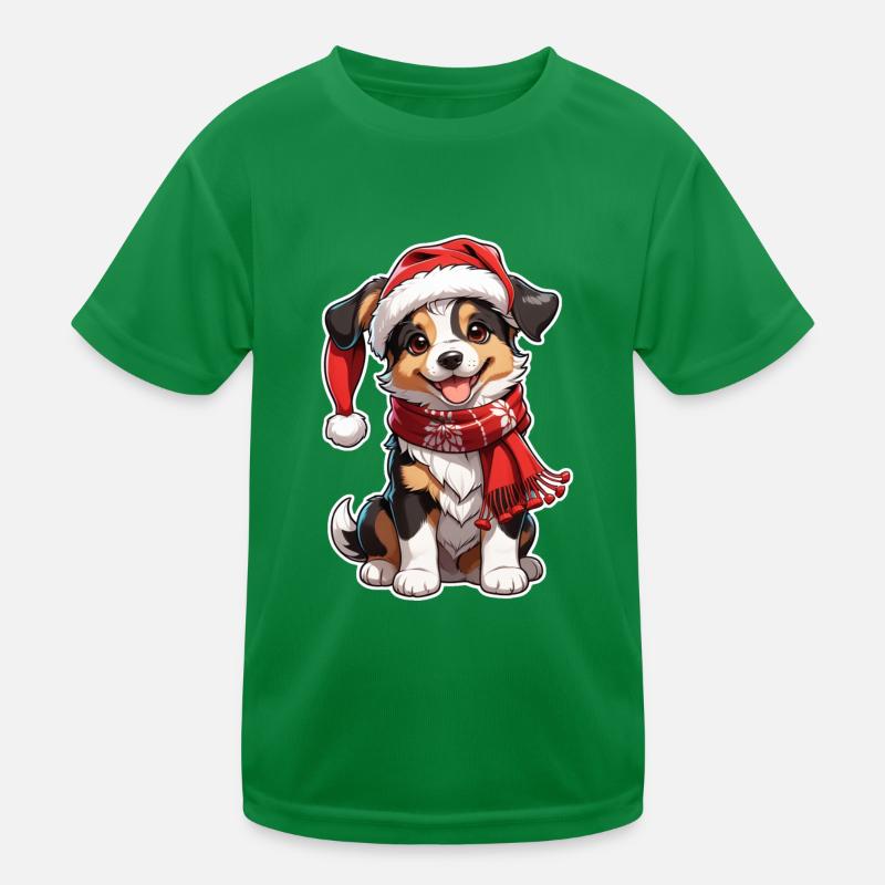 chien avec bonnet de noel T-shirt sport Enfant