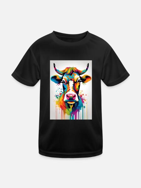 Cow colorful - Kids Functional T-Shirt - black
