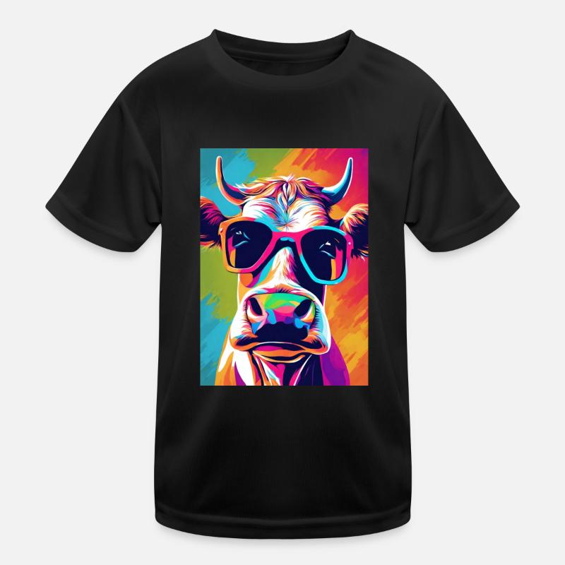 Cow with glasses Kids Functional T-Shirt