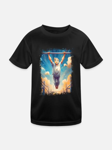 Blond und Biegsam - lustiger Turner - Kinder Funktions-T-Shirt - Schwarz - Vorne