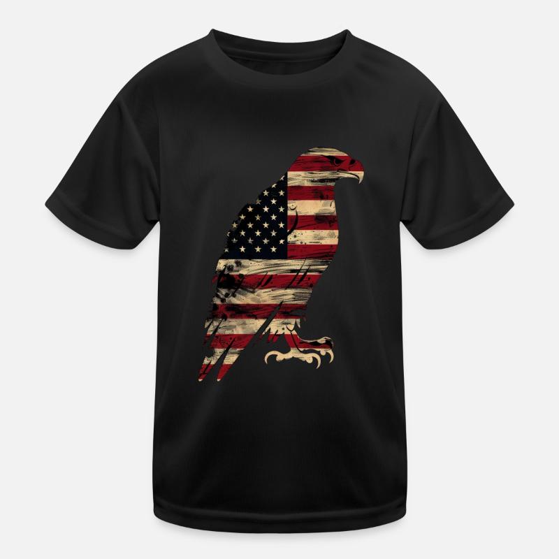 American Flag Eagle Silhouette American Heritage 2 Kids Functional T-Shirt
