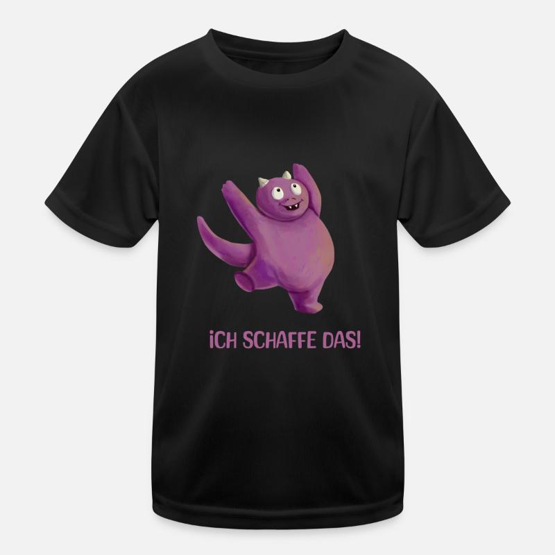Ich schaffe das! | Motivation Spruch Positiv - Kinder Funktions-T-Shirt - Schwarz