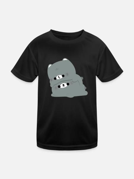 American Shorthair Couple - Kids Functional T-Shirt - black - Front