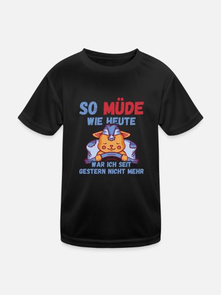 So müde heute seit gestern nicht mehr Katze Fun - Kinder Funktions-T-Shirt - Schwarz - Vorne