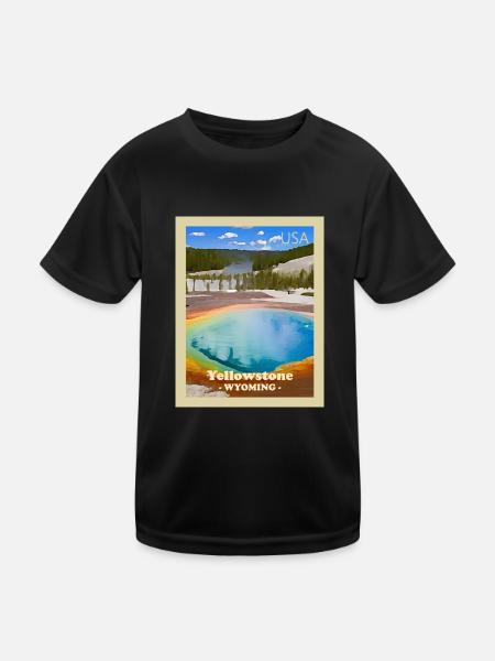 Yellowstone-Nationalpark - Kinder Funktions-T-Shirt - Schwarz - Vorne