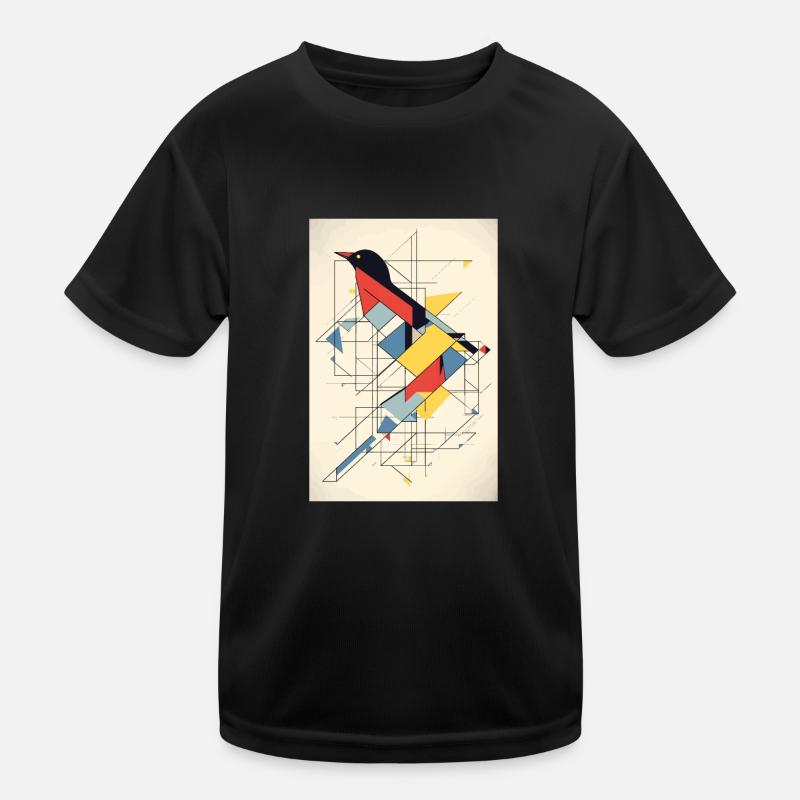 Vogel Minimalistisch Polygonal Multicolor - Kinder Funktions-T-Shirt - Schwarz