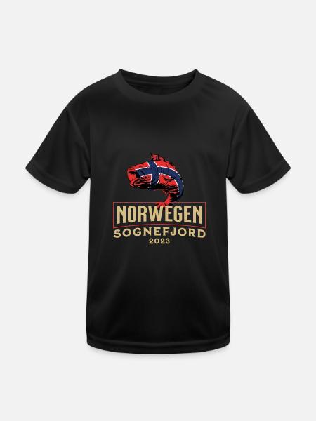 Angelurlaub Angeltour in Norwegen Sognefjord - Kinder Funktions-T-Shirt - Schwarz - Vorne