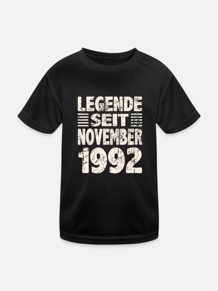 November 1992 Legende seit 31 Jahren Mann Frau - Kinder Funktions-T-Shirt - Schwarz - Vorne