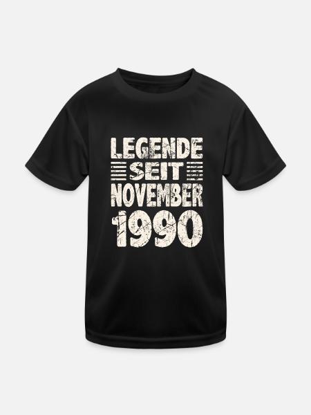 November 1990 Legende seit 33 Jahren Mann Frau - Kinder Funktions-T-Shirt - Schwarz - Vorne