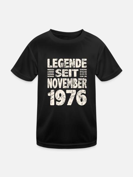 November 1976 Legende seit 47 Jahren Mann Frau - Kinder Funktions-T-Shirt - Schwarz - Vorne