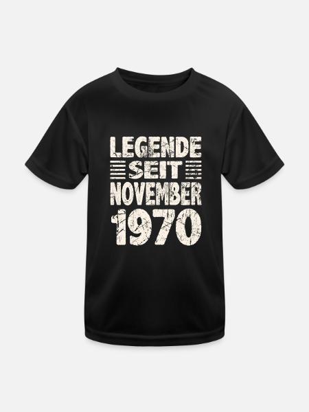 November 1970 Legende seit 53 Jahren Mann Frau - Kinder Funktions-T-Shirt - Schwarz - Vorne