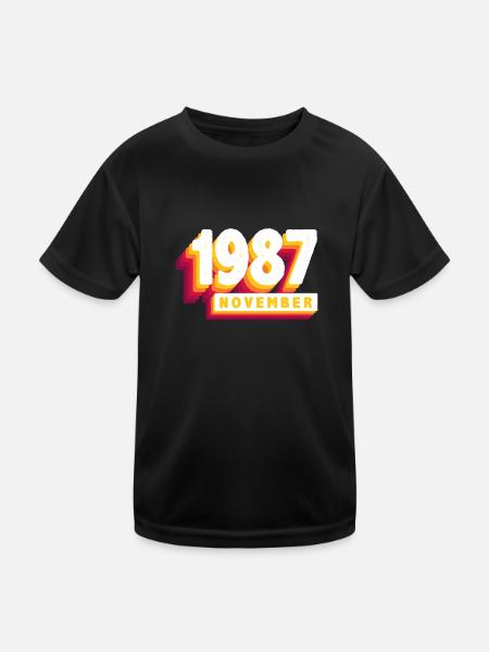 November 1987 36 Years Man Wife Birthday - Kids Functional T-Shirt - black - Front