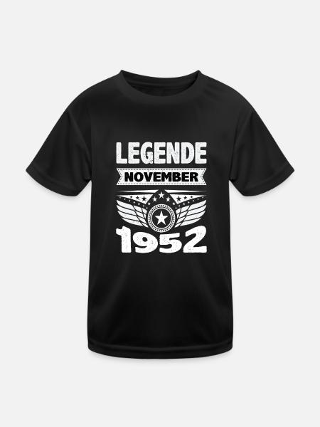 November 1952 Legend for 71 years Man Woman - Kids Functional T-Shirt - black - Front