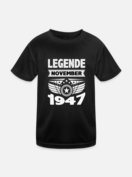 November 1947 Legend for 76 years man woman - Kids Functional T-Shirt - black - Front