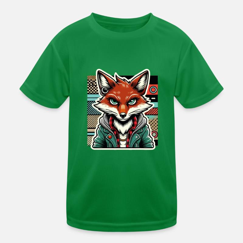 Retro Fox Hipster Design Kids Functional T-Shirt