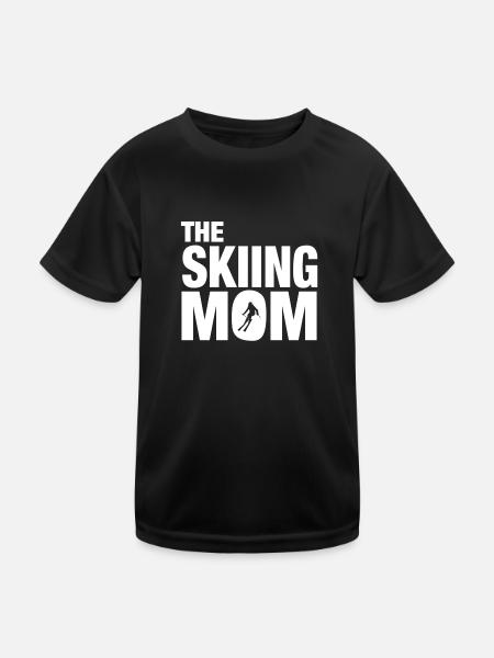 The Skiing Mom - Kinder Funktions-T-Shirt - Schwarz - Vorne