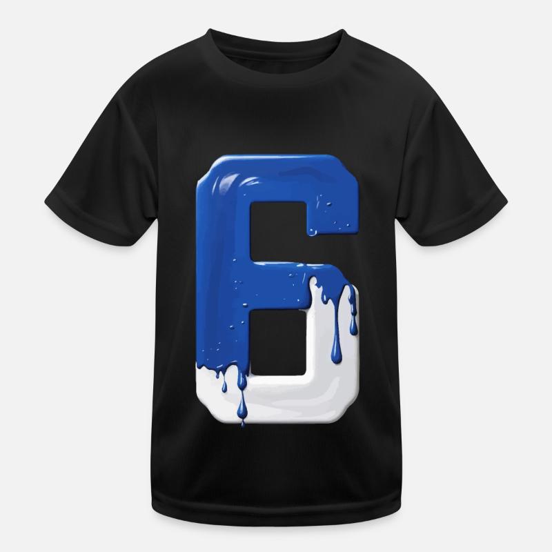 NR. 6 NUMMER 6 BLAU WEIß 6. GEBURTSTAG Kinder Funktions-T-Shirt