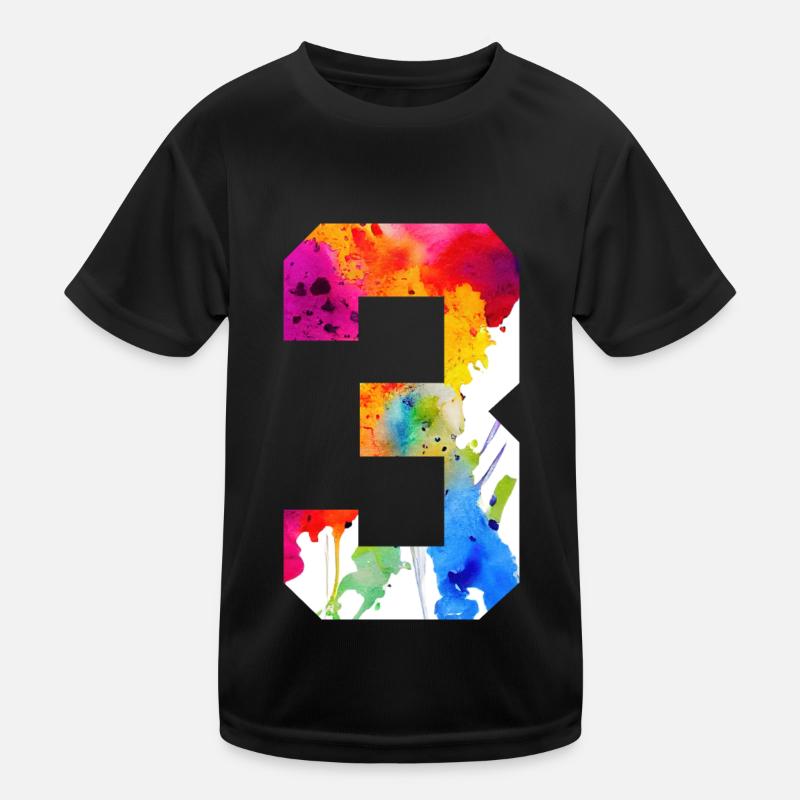 NUMBER 3 YEARS 3RD BIRTHDAY - Kids Functional T-Shirt - black