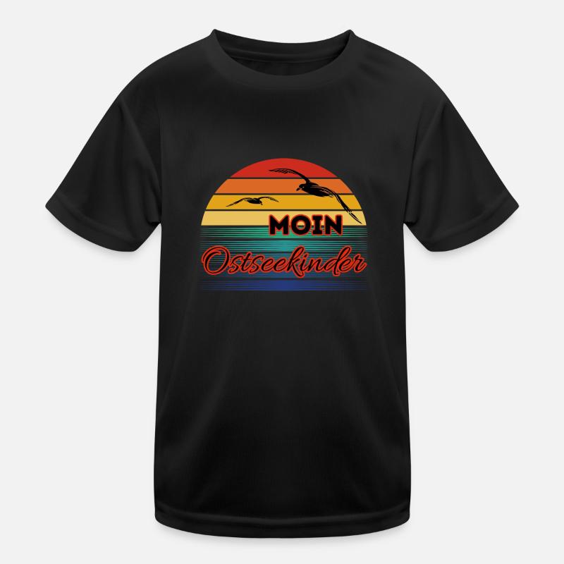 Moin Ostseekinder mit Möwe im Retro Style Kinder Funktions-T-Shirt