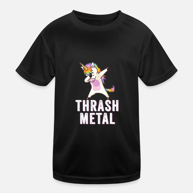 Thrash Metal Dabbing Einhorn Kinder Funktions-T-Shirt