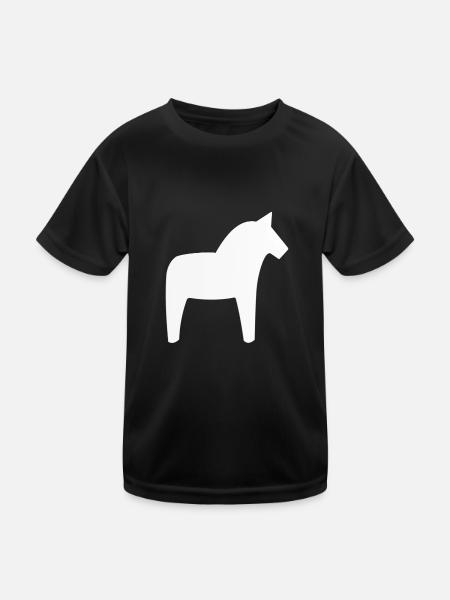 Dalahäst Horse Suède - T-shirt sport Enfant - noir - Devant