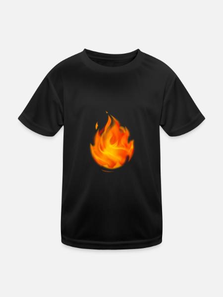 Feuer - Kinder Funktions-T-Shirt - Schwarz - Vorne