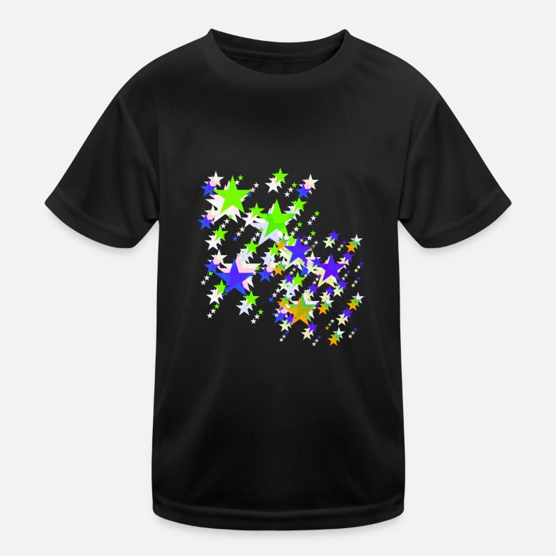 Sterne,stern, bunte Sterne - Kinder Funktions-T-Shirt - Schwarz