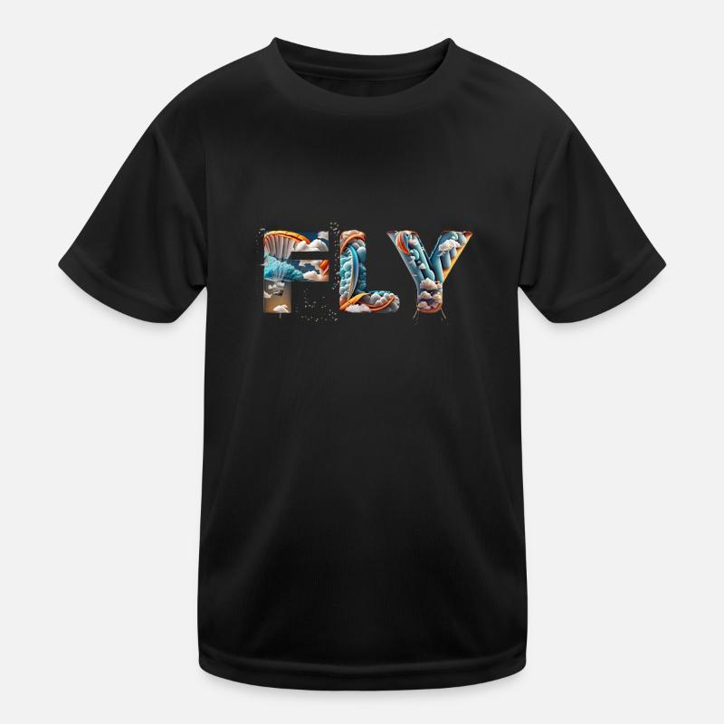 Firefly FLY paraglider and clouds 20286 - Kinder Funktions-T-Shirt - Schwarz