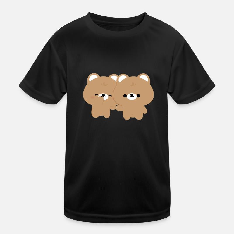 Brown Bear Couple - Kids Functional T-Shirt - black