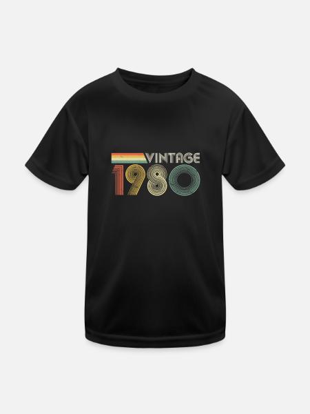 Vintage 1980, 45th Birthday - Kids Functional T-Shirt - black - Front