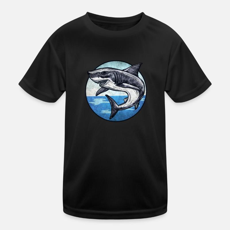 Megalodon - Kinder Funktions-T-Shirt - Schwarz