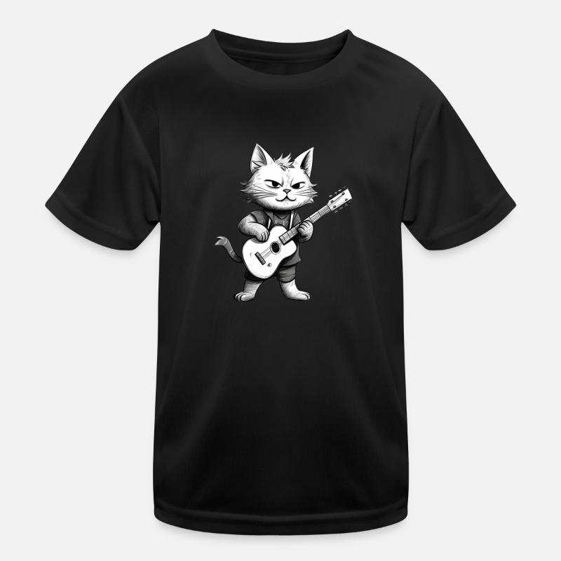 Cat playing guitar Kids Functional T-Shirt