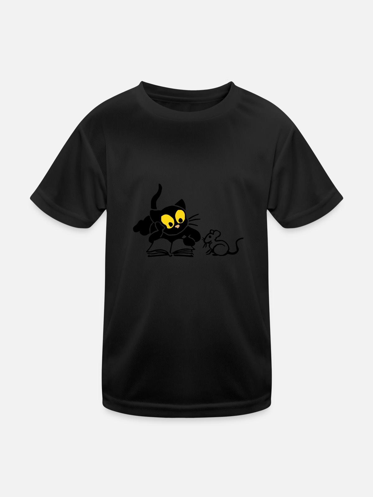 Kitten Lese - Kinder Funktions-T-Shirt - Schwarz - Vorne