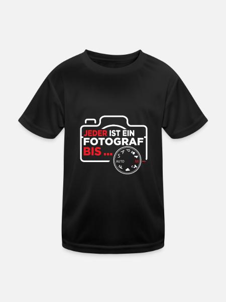 Jeder ist ein Fotograf Kamera - Kinder Funktions-T-Shirt - Schwarz - Vorne