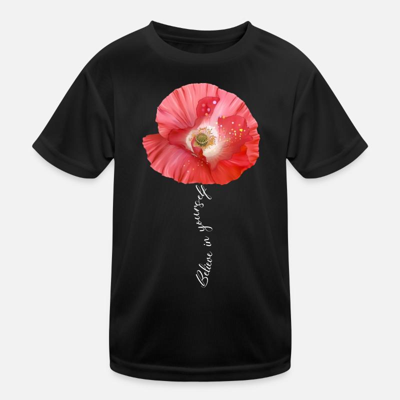 Roter Mohn Garten Blumen - Kinder Funktions-T-Shirt - Schwarz