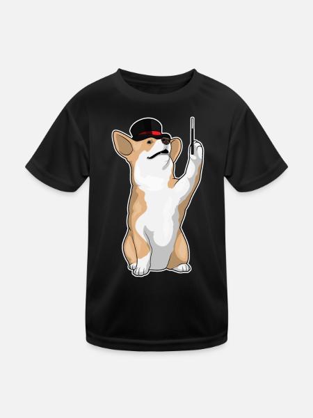 Corgi Zauberer Zauberstab - Kinder Funktions-T-Shirt - Schwarz