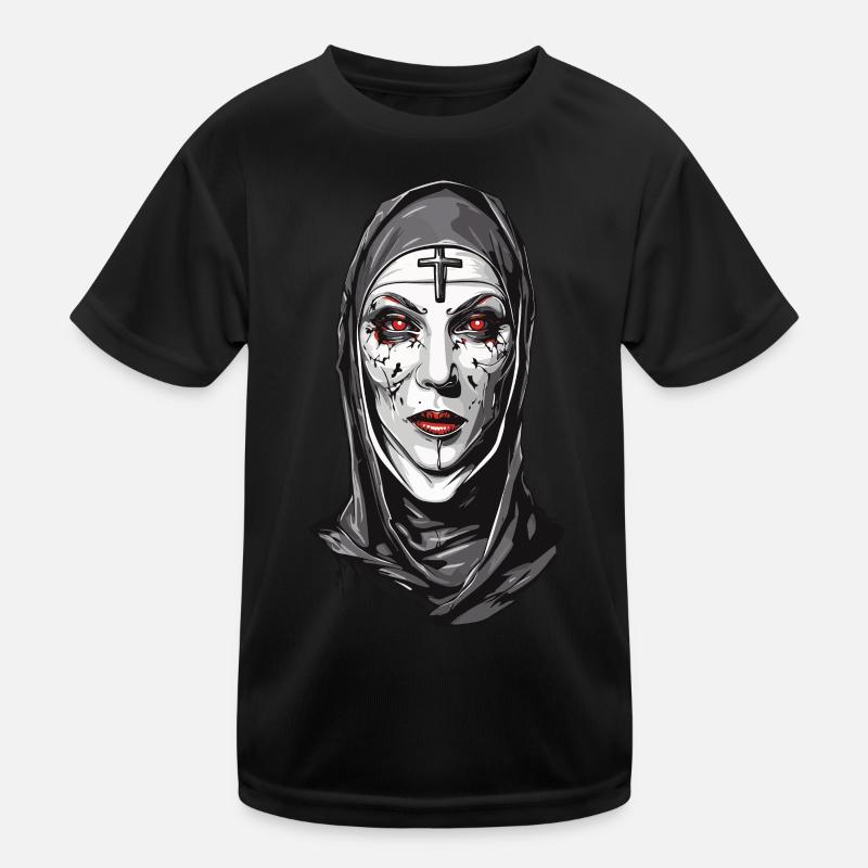 Effrayant Vampire Nun Halloween Design T-shirt sport Enfant