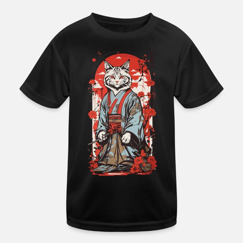 Chat samouraï Japonais Ukiyo-e Cat Art T-shirt sport Enfant