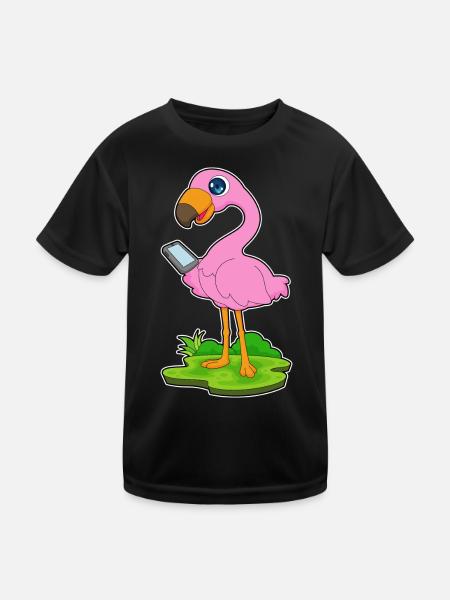 Flamingo Smartphone - Kids Functional T-Shirt - black - Front