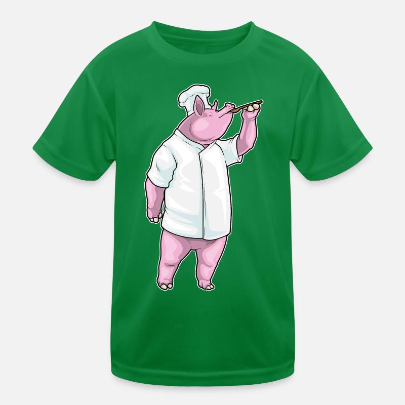 Schwein Koch Kochlöffel Kochen Kinder Funktions-T-Shirt