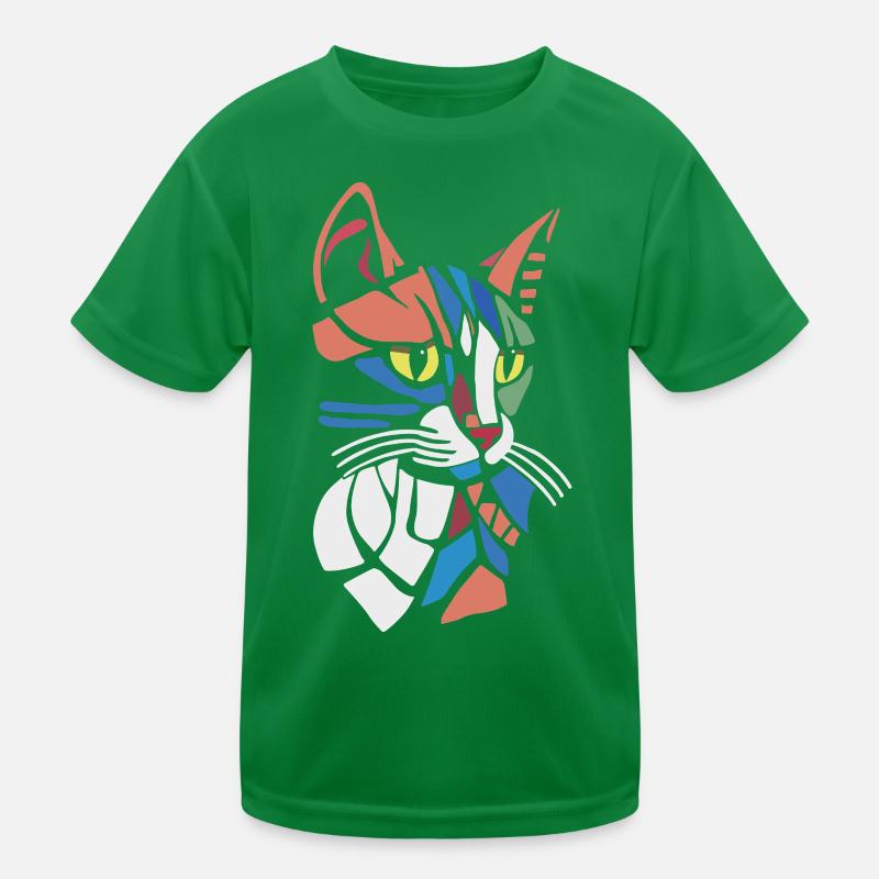 Abstract Geometric Cat Lover Kids Functional T-Shirt