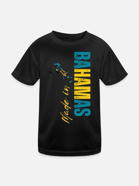 Hergestellt auf den Bahamas, geboren auf den Bahamas - Kinder Funktions-T-Shirt - Schwarz - Vorne