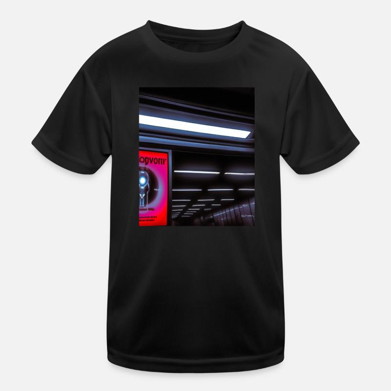 Futuristic cyborg in subway station Kids Functional T-Shirt