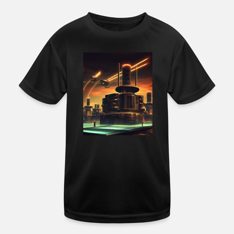 Science Fiction City Future Kids Functional T-Shirt