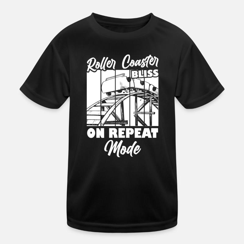 Roller Coaster Bliss On Repeat Mode - Kinder Funktions-T-Shirt - Schwarz