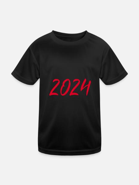 2024 Silvester Neujahr rot - Kinder Funktions-T-Shirt - Schwarz - Vorne