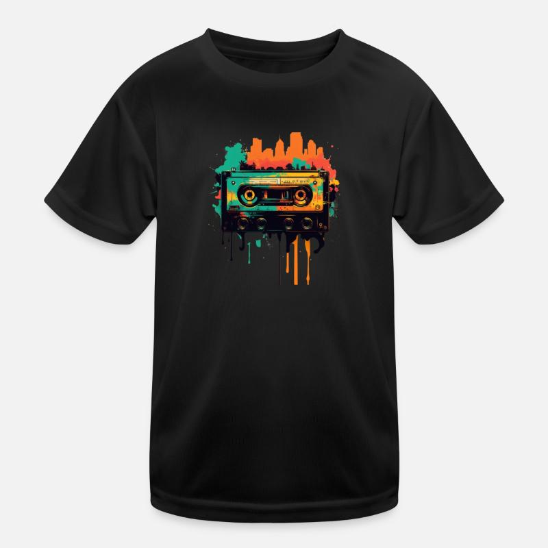 Retro Mixtape - Kinder Funktions-T-Shirt - Schwarz