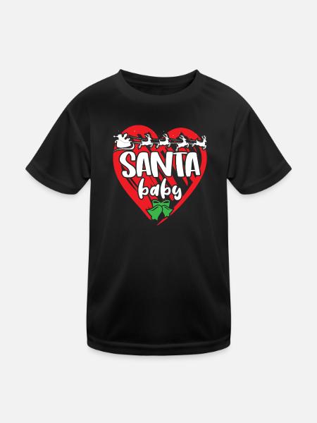 Santa Baby Merry Christmas - Kinder Funktions-T-Shirt - Schwarz - Vorne