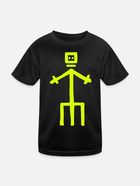 Highlander Strichmännchen - Kinder Funktions-T-Shirt - Schwarz - Vorne